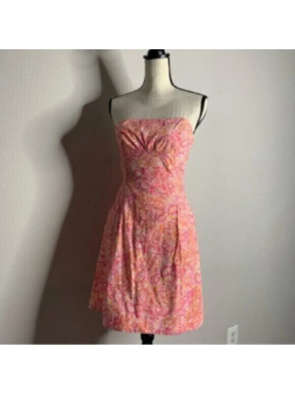 Lilly Pulitzer Delphina Orange & Pink Strapless Mini Dress - Picture 6 of 11